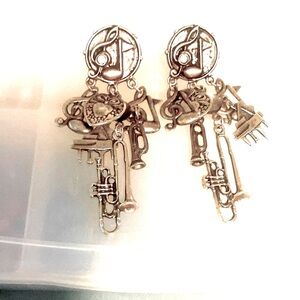 Gold Tone Musical Charms Earrings (OS)